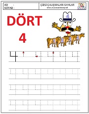 okul öncesi 1 sayısı çizgi çalışması